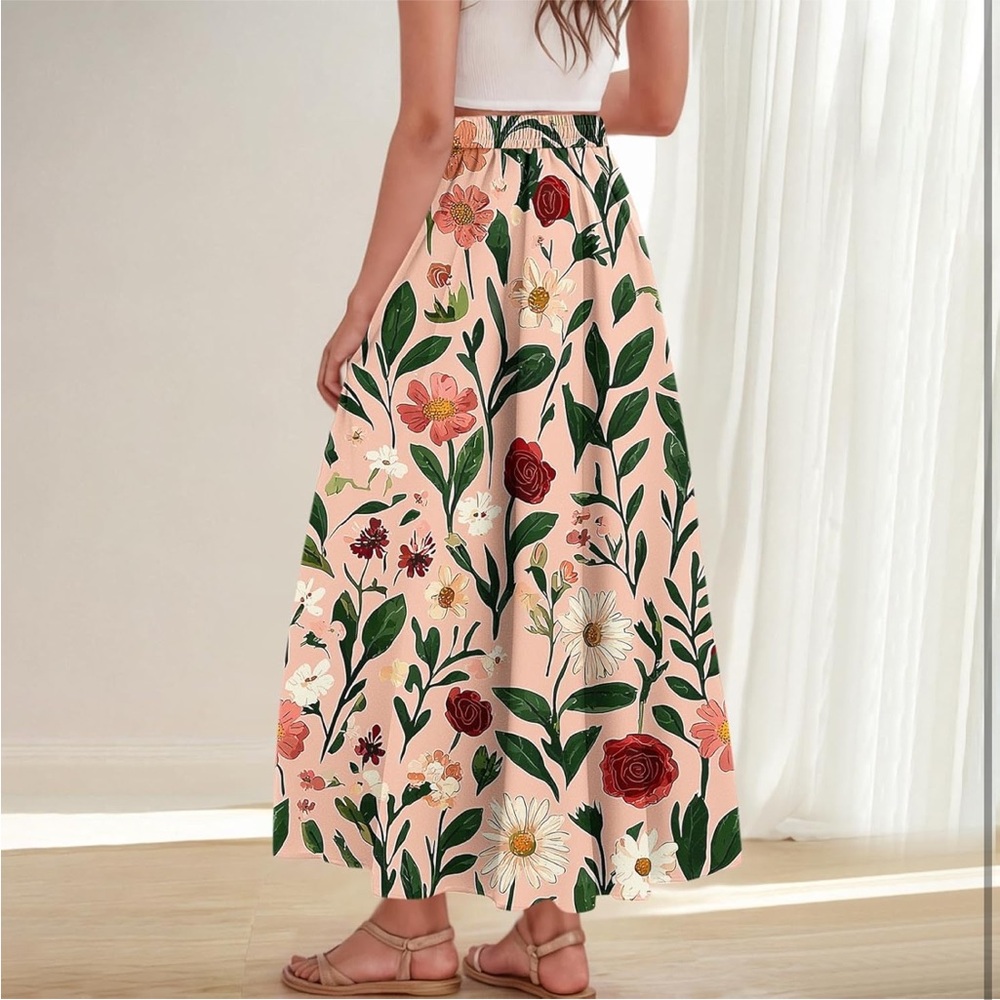 Floral Print A line Maxi Skirt - Picture 5 of 7